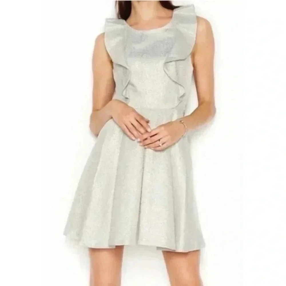 BCBGeneration | Metallic Silver & Gold Foil Y2K Formal Prom Dress Size 4 S Small